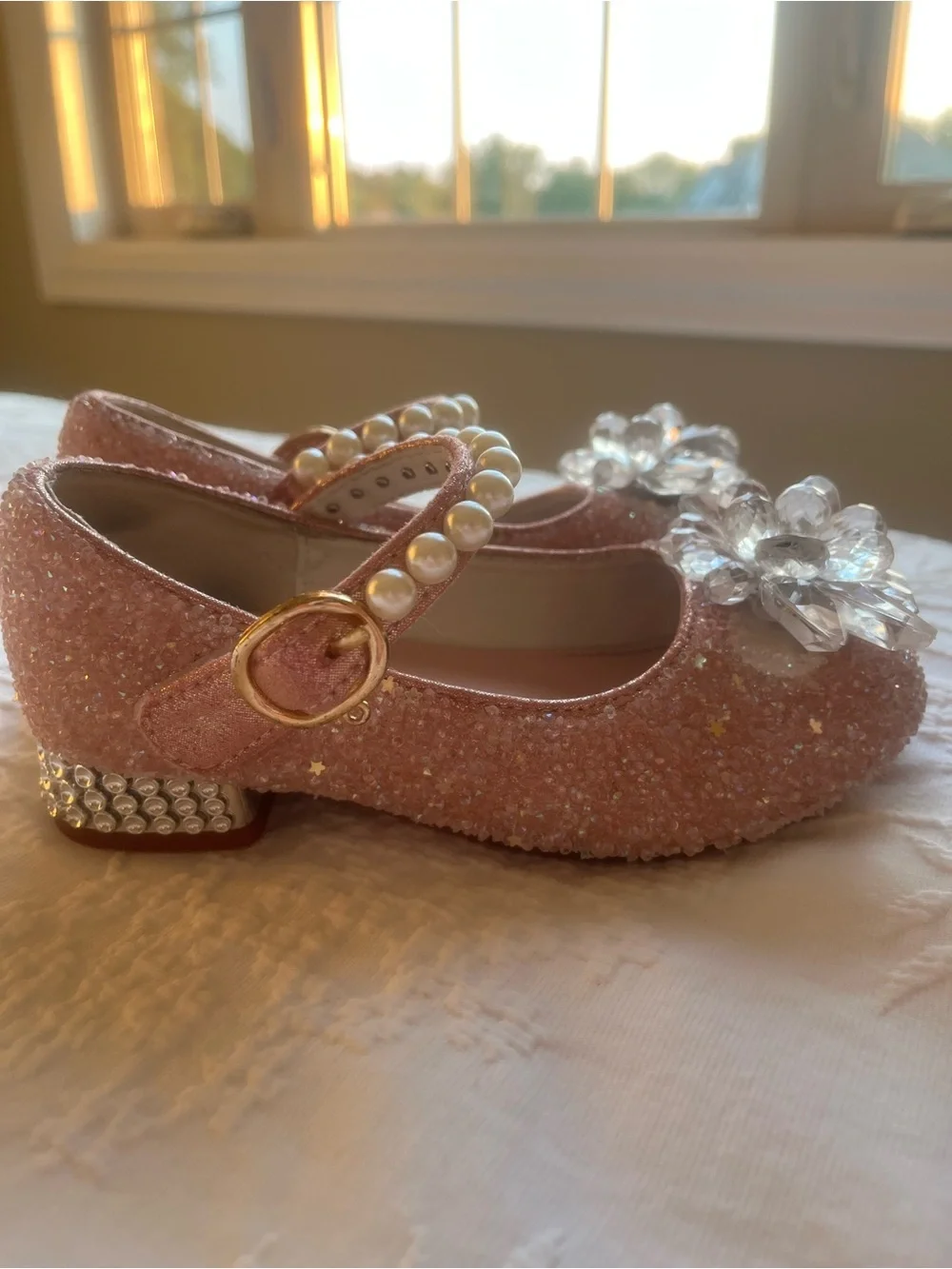 Glitter Pink Pearl Glinda Shoes